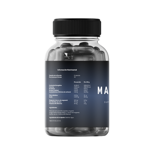 MAGNIZEUS | Suplemento con Maca Peruana, Ginkgo Biloba, Magnesio, Zinc y Vitamina B3
